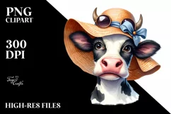 Cow Sun Bored Goofy Sublimation Clipart Product Image 1