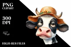 Cow Bored Goofy Sublimation Clipart Product Image 1