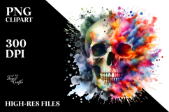 Colorful Skull with Flowers, PNG Product Image 2