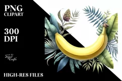Watercolor Banana Sticker Clipart Product Image 3