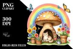 Colorful Mushroom Rainbow Bird | Sublimation Clipart Product Image 2