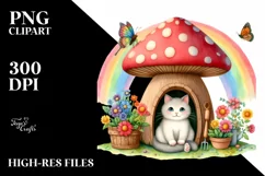 Colorful Mushroom Rainbow Bird | Sublimation Clipart Product Image 1