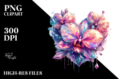 Abstract Vibrant Orchid Diamond Heart PNG Product Image 2