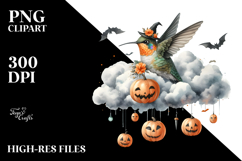 Hummingbird in Halloween Theme, PNG Product Image 2