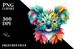 Vibrant Koala with Flowers PNG Product Image 2