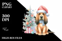 Pastel Bloodhound with Christmas Decor, High-Res PNG Product Image 3