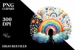 Colorful Watercolor Sun Sticker Clipart Product Image 3