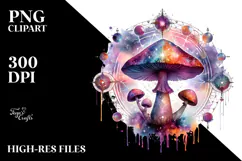 Colorful Magical Celestial Mushroom, Tarot PNG Product Image 2