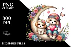 Colorful Boho Puppy with Heart PNG Product Image 2