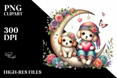 Colorful Boho Puppy with Heart PNG Product Image 2