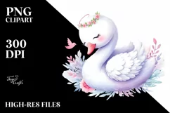 colorful Swan on White Background | Sublimation | Clipart Product Image 1