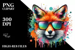 Quirky Colorful Fox Sticker Art | Sublimation | Clipart Product Image 1