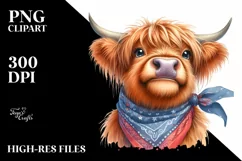 Cow Bandana Enthusiastic Goofy Sublimation Clipart Product Image 1
