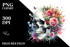 Skull Watercolor Art, High-Quality PNG Product Image 2