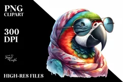 Funny Cute Parrot Portrait with Silk Scarf | Clipart Product Image 3