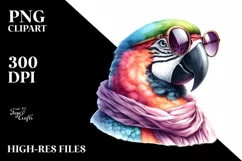 Funny Cute Parrot Portrait with Silk Scarf | Clipart Product Image 3