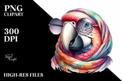 Funny Cute Parrot Portrait with Silk Scarf | Clipart Product Image 3
