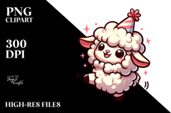 Cute Lamb with Party Hat PNG Product Image 2
