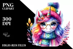 Vibrant Unicorn Winter PNG Product Image 6