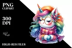 Vibrant Unicorn Winter PNG Product Image 2