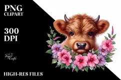 Colorful Baby Highland Cow Clipart Product Image 3
