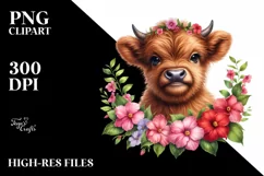 Colorful Baby Highland Cow Clipart Product Image 1