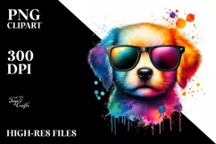 Colorful Artistic Puppy Sticker | Sublimation | Clipart Product Image 3