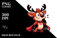 Silly Deer with Superhero Cape, Transparent PNG Product Image 2