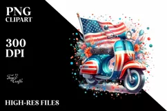 Vintage Vibrant Scooter with Confetti | Clipart Product Image 3