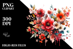 Colorful Watercolor with Red Flowers | Sublimation Clipart Product Image 2