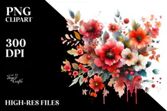 Colorful Watercolor with Red Flowers | Sublimation Clipart Product Image 2