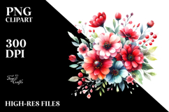 Red Flowers White Background | Sublimation Clipart Product Image 2