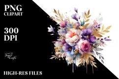 Abstract Watercolor Bouquet Gold Foil Clipart Product Image 3