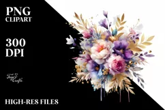 Abstract Watercolor Bouquet Gold Foil Clipart Product Image 3