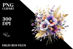 Abstract Watercolor Bouquet Gold Foil Clipart Product Image 3