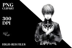 Washed Watercolor Gothic Boy Clipart Product Image 1