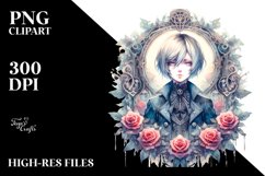 Washed Watercolor Gothic Boy Clipart Product Image 1