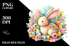 colorful Bunny Made of Wood, PNG Product Image 2