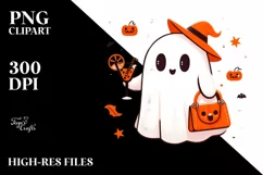 Simple Ghost with Purse Holding Cocktail PNG Product Image 3