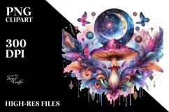 Vibrant Magical Celestial Mushroom Tarot PNG Product Image 2
