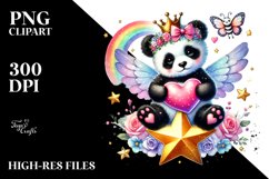 Adorned Panda Sitting on Star PNG Product Image 2