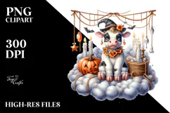 Cow with Hanging Candles Watercolor PNG Product Image 2