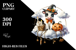 Halloween Cow on Cloud PNG Product Image 2
