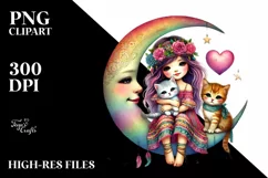 Colorful Boho Kitten and Puppy PNG Product Image 2
