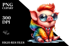 Excited Baby Pig with Raincoat, High-Quality PNG Product Image 2