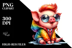 Excited Baby Pig with Raincoat, High-Quality PNG Product Image 2