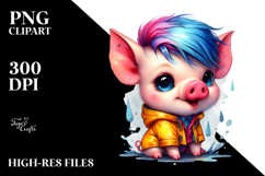 Excited Baby Pig in Raincoat, Transparent PNG Product Image 2