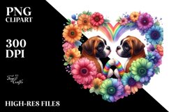Boxer with Rainbow Flowers PNG Product Image 2