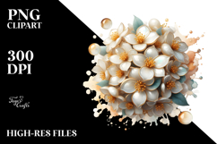 Abstract Jasmine with Golden Insertions PNG Product Image 2