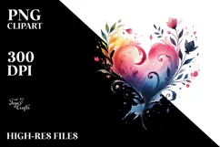 Colorful Heart Paintbrush Style PNG Product Image 2